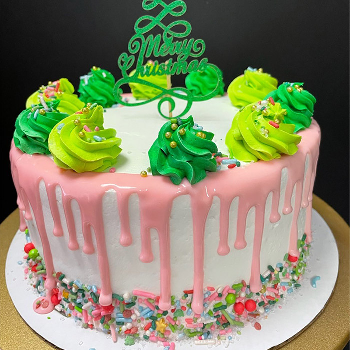 Merry & Bright Christmas Tree Drip Cake